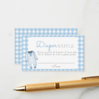 Boy Bear Baby Shower Diaper Raffle Card