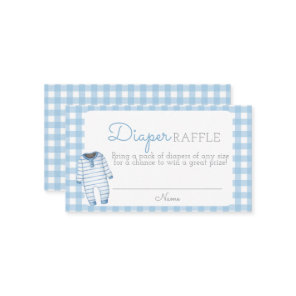 Boy Bear Baby Shower Diaper Raffle Card