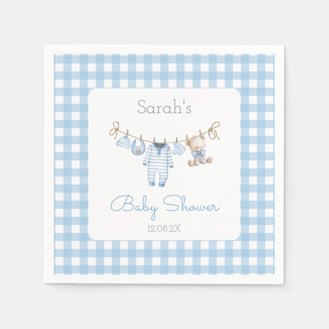 Boy Bear Baby Shower Napkins (Front)