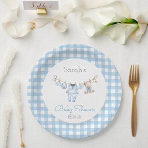 Boy Bear Baby Shower Paper Plates
