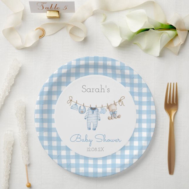 Boy Bear Baby Shower Paper Plates (Wedding)