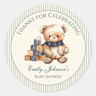 Boy Bear Baby Shower Sticker