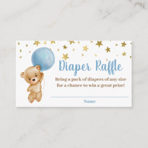 Boy Bear balloons Diaper Raffle Card