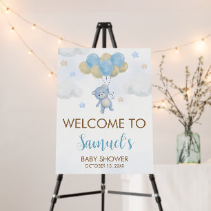 Boy Bear Bearly Wait Baby Shower Welcome Sign