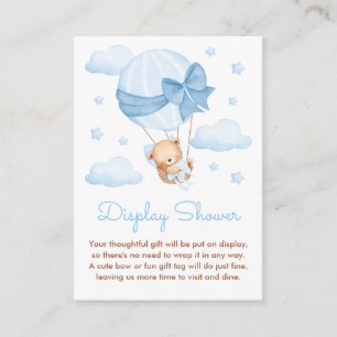 Boy Bear Blue Balloon Baby Display Shower Enclosure Card