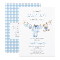 Boy Bear Clothesline Baby Shower invitation