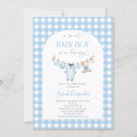 Boy Bear Clothesline Baby Shower invitation