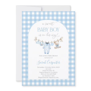 Boy Bear Clothesline Baby Shower invitation