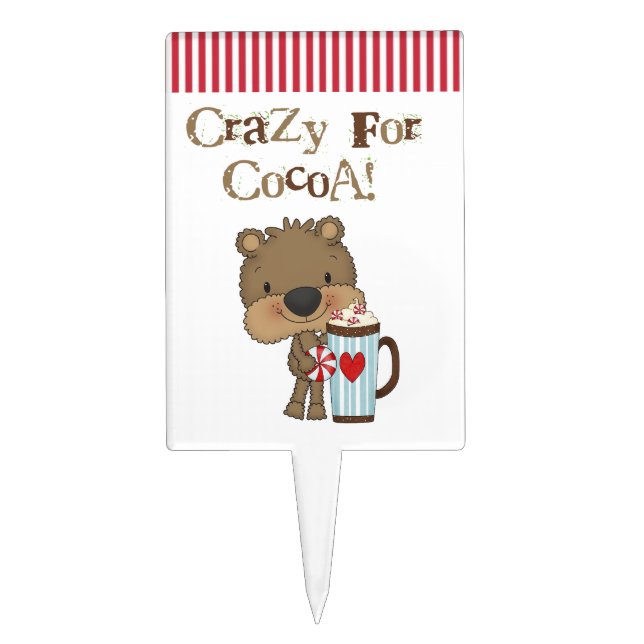 Boy Bear Crazy For Cocoa Holiday Cake Topper (Front)