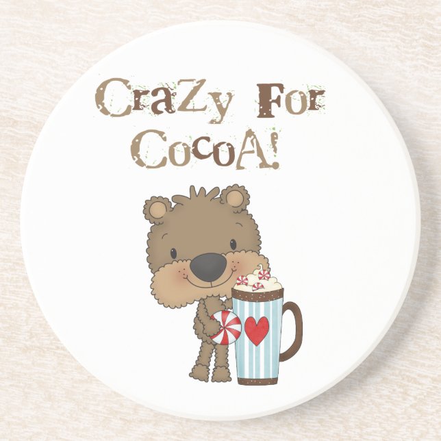 Boy Bear Crazy For Cocoa Holiday Coaster (Front)