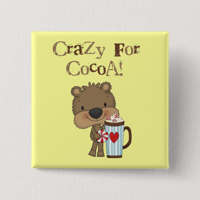 Boy Bear Crazy For Cocoa Holiday Pinback Button (Front)