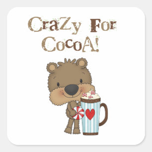 Boy Bear Crazy For Cocoa Holiday Square Sticker