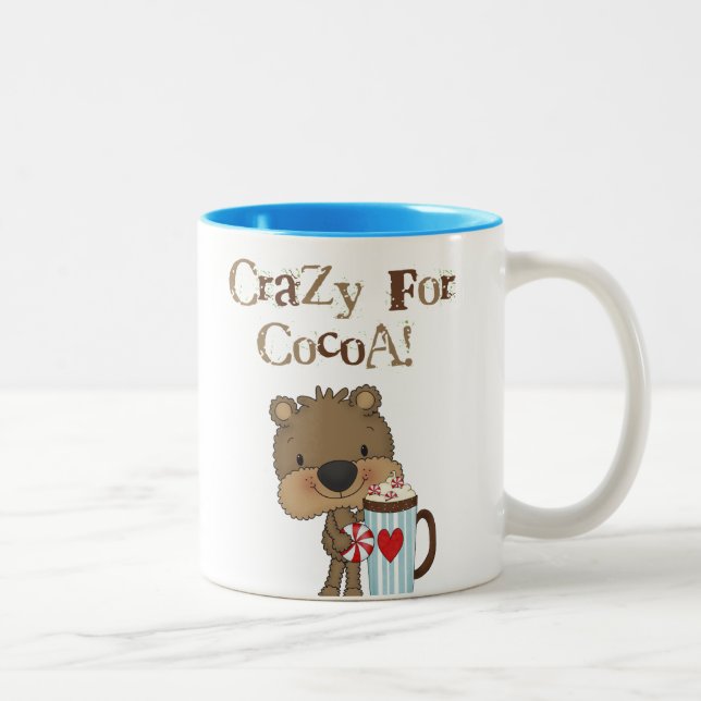 Boy Bear Crazy For Cocoa Holiday Two-Tone Coffee Mug (Right)