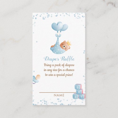 Boy Bear Diaper Raffle Baby Shower Enclosure Card