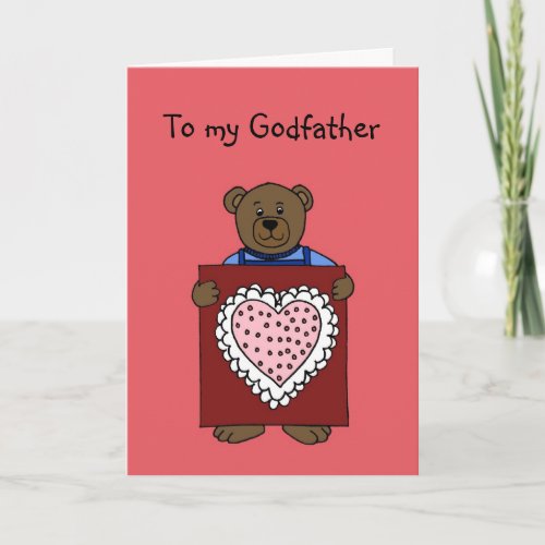 boy bear holding valentine for godcard holiday card