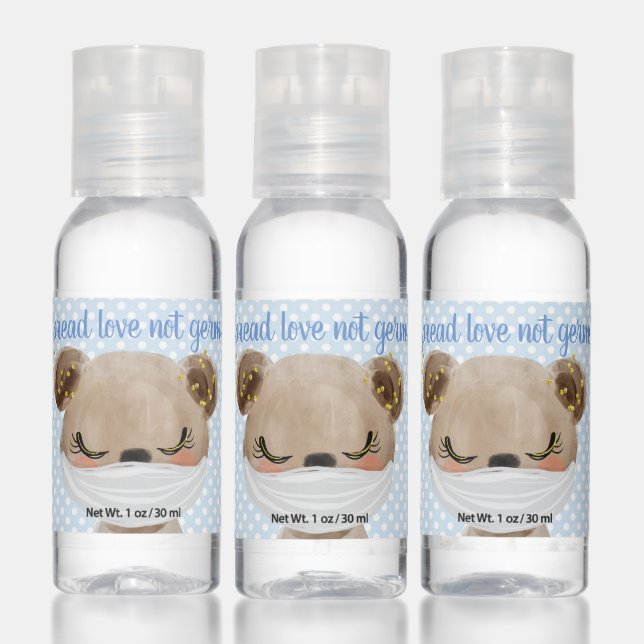 Boy Bear Wearing Mask Baby Shower Hand Sanitizer (Set)