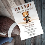 Boy Bearly Wait American Football Baby Shower Acrylic Invitations<br><div class="desc">Cute sports-themed "It's A Boy and We Can Bearly Wait!" Teddy Bear American Football Player Boy Baby Shower design.</div>
