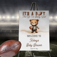 Boy Bearly Wait American Football Baby Shower 
