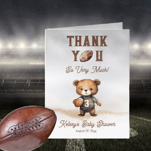 Boy Bearly Wait American Football Baby Shower Letterpress Thank You Card