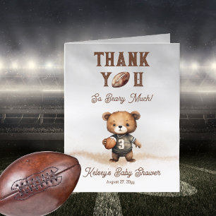 Boy Bearly Wait American Football Baby Shower Letterpress Thank You Card