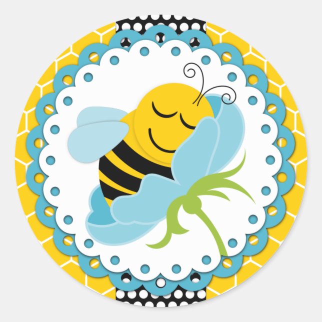 Boy Bee Baby Shower Stickers (Front)