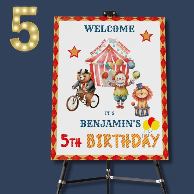 Boy Big Top Circus Carnival Fifth Birthday Foam Board (Creator Uploaded)