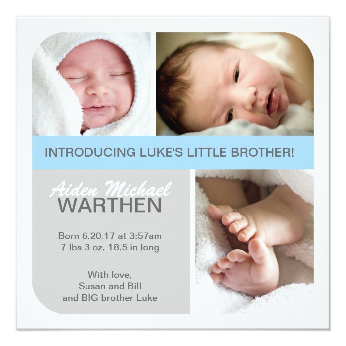 BOY Birth announcement Big & Little brothers Zazzle