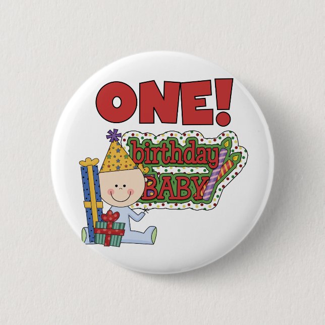 Boy Birthday Baby 1st Birthday Tshirts and Gifts Pinback Button (Front)