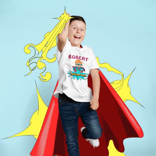 Boy Birthday Bash _ Blue and Orange Super Hero T_Shirt
