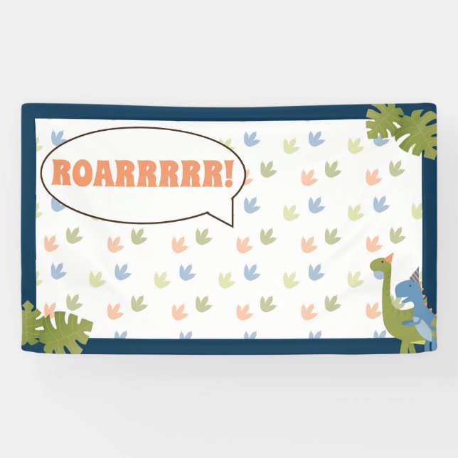 Boy Birthday - Dinosaur Stomp - Backdrop Banner (Horizontal)