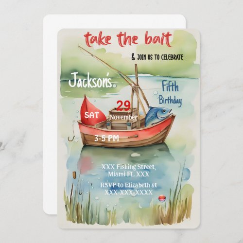 Boy Birthday Fishing Invitation