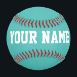 Boy Birthday gift idea custom name text turquoise Baseball<br><div class="desc">Create your unique Boy Birthday gift turquoise light blue custom name text Baseball adding your own personalized name, year, slogan, message or any text. Customizable cute baseball gift game for boy, boyfriend, dad, grandpa, cheerleaders, teen, teenager, baby boy, players, teammates, fans. Choose your favourite team and use any background color....</div>