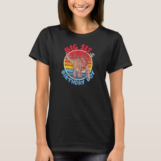 Boy Birthday I Big Sis I Stegosaurus I Family Matc T-Shirt (Front)