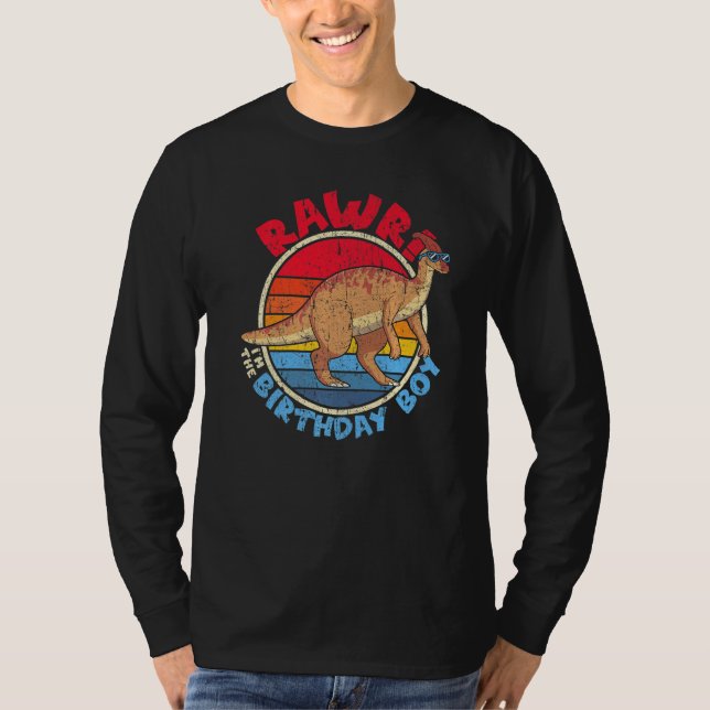 Boy Birthday I Rawr! Parasaurolophus I Family Matc T-Shirt (Front)