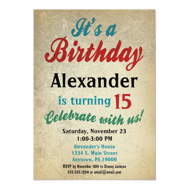 Boy Birthday Invitation Teen Tween Kids Any Age