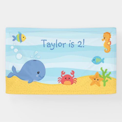 Boy Birthday Party Backdrop Banner Under The Sea