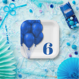 Boy Birthday Party Blue Balloons Paper Plates