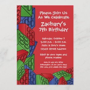 Boy Birthday Party - Building Blocks Invitation