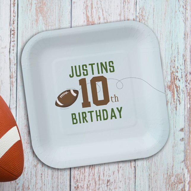 Boy Birthday Party Cute Football Custom Paper Plates (Creator Uploaded)
