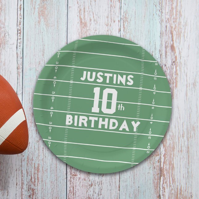 Boy Birthday Party Cute Football Personalized Paper Plates (Creator Uploaded)