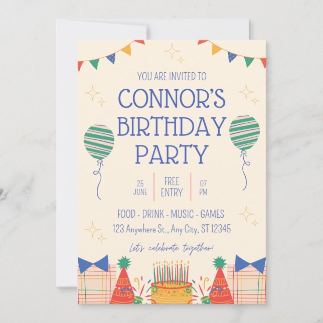 Boy Birthday Party Invitation (Front)