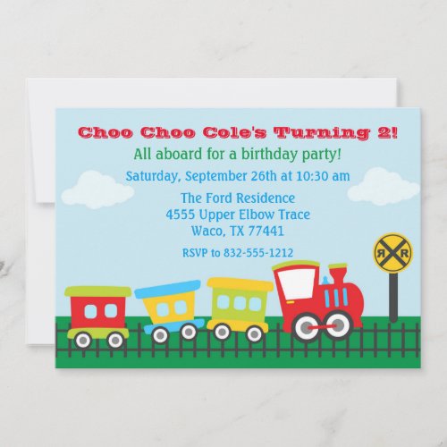 Boy Birthday Party Invitation _ Choo Choo Train