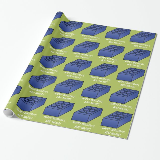 Boy Birthday Party - Pop Art Brick Pattern Wrapping Paper (Unrolled)