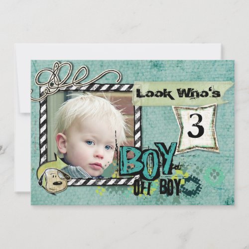 Boy birthday photo card