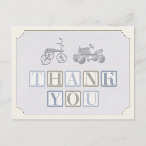 boy birthday thank you card vintage toy card