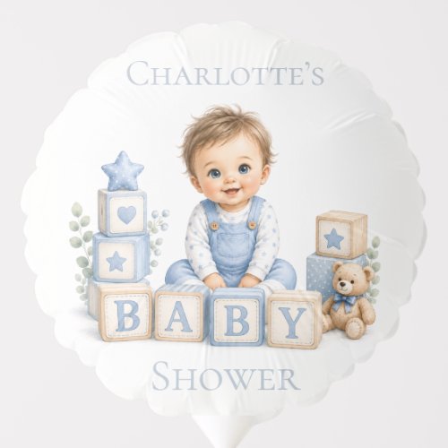 Boy Blocks Baby Shower Balloon