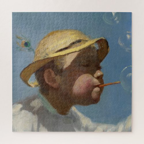 Boy Blowing Bubbles by Paul Peel Jigsaw Puzzle