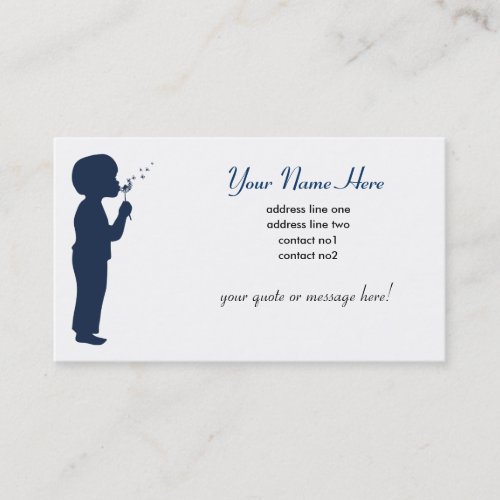 Boy Blowing Dandelion Business Card