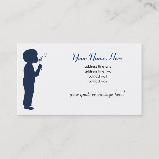 Customizable Boy Blowing Dandelion Business Card Template