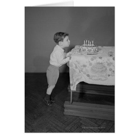 Boy Blowing Out Candles Cards (Front)